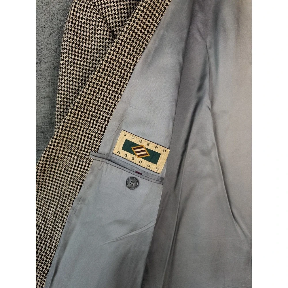 VTG Joseph Abboud Houndstooth Blazer Mens‎ 44R Single Breasted Business Academia